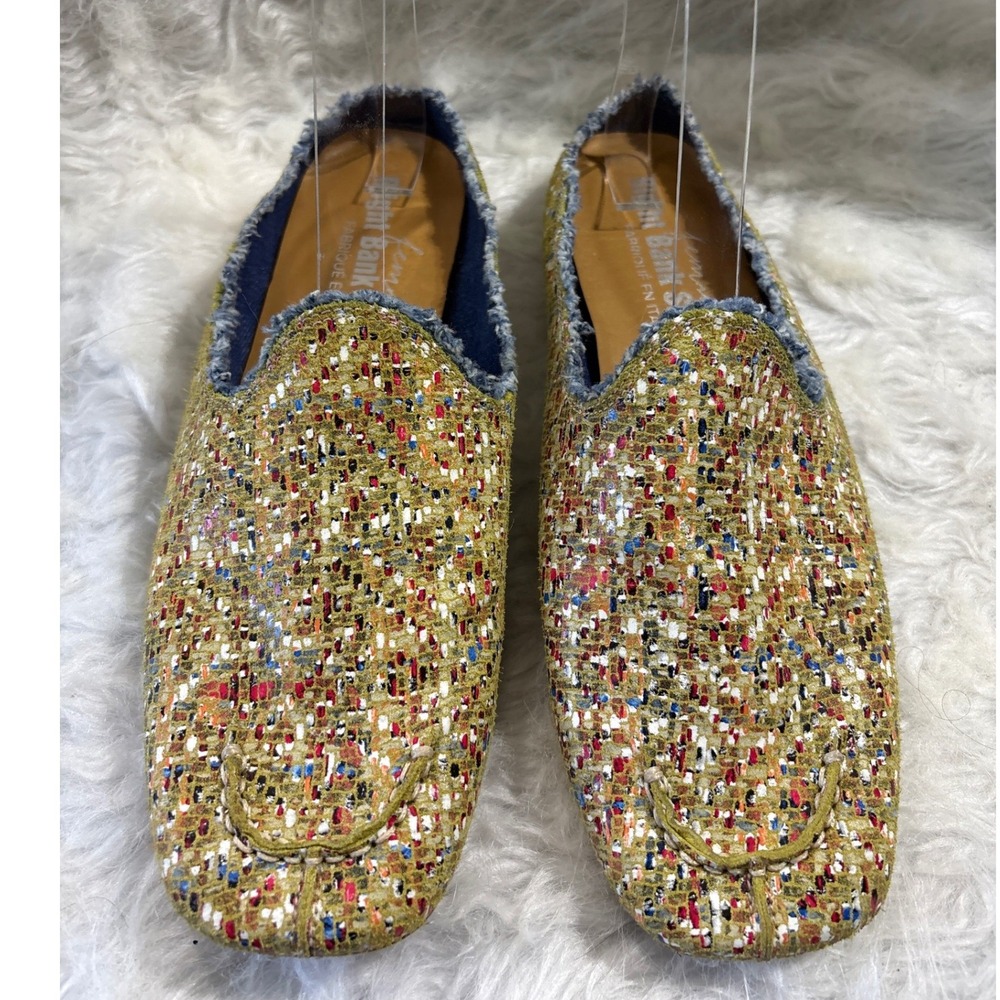 Femme Right Bank Shoes Brea Tweed Loafers Gold Multi Metallic Italian‎ Flats 6B